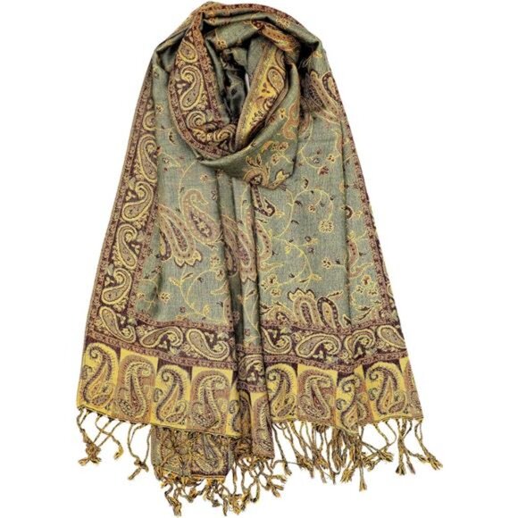 Accessories - Soft Silky Reversible Paisley Pashmina Shawl Wrap Scarf